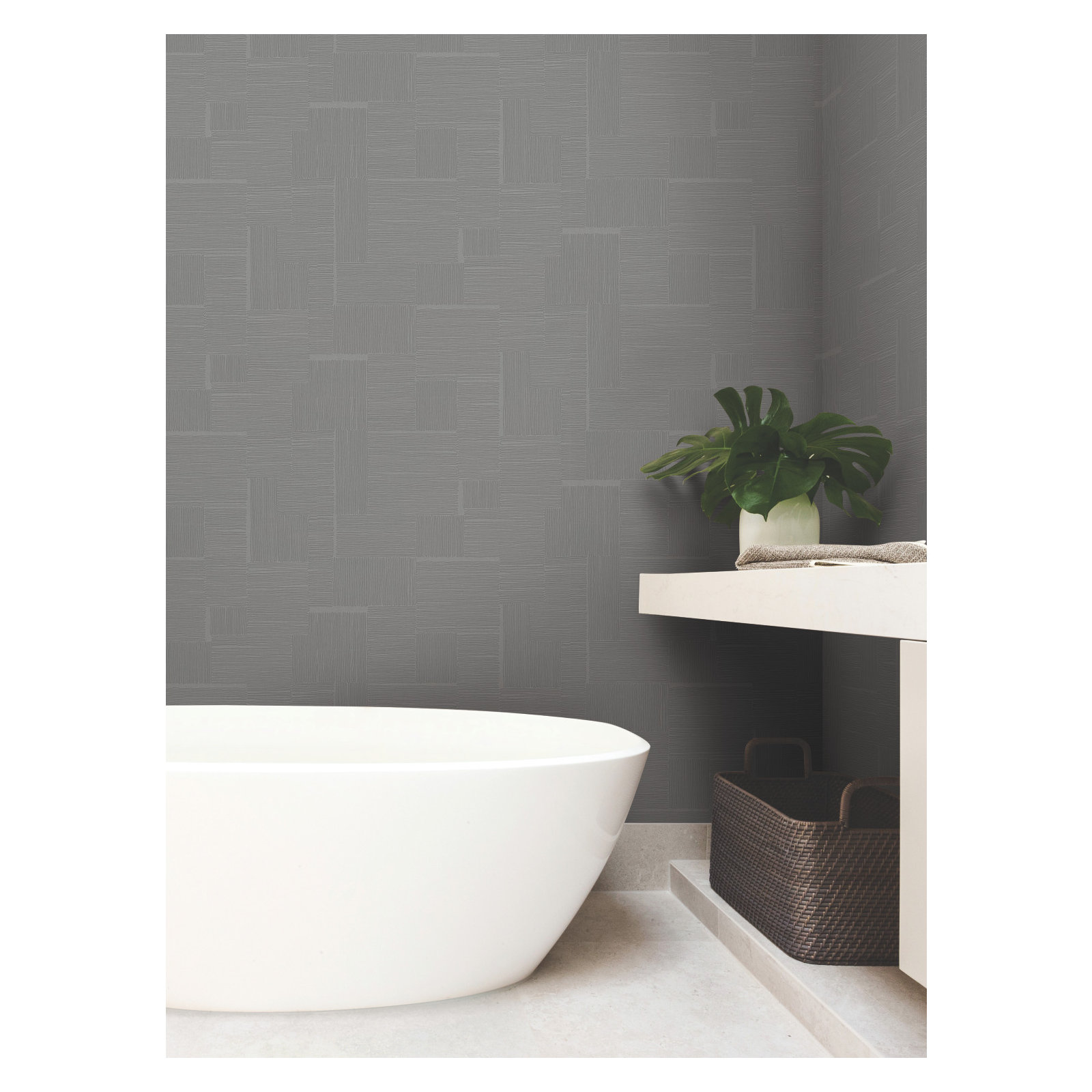 Alodee Geometric Wallpaper, Gunmetal