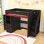 Lit mezzanine avec bureau, lumières DEL, casier de rangement, tablettes et garde-robe-268095906