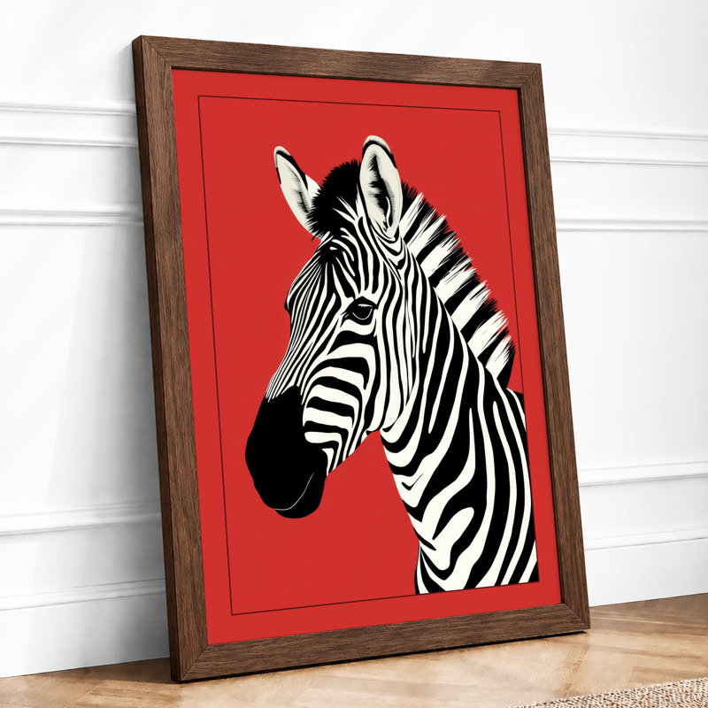 Zebra Portrait Modern - Framed Print, A3 - 42.0 x 29.7 cm, Walnut