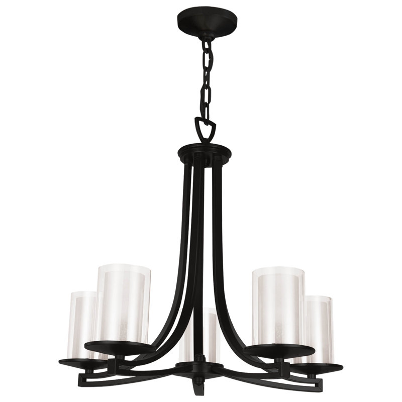 Lustre classique/traditionnel ombré 5 lumières Sontag, Semi opale, Graphite