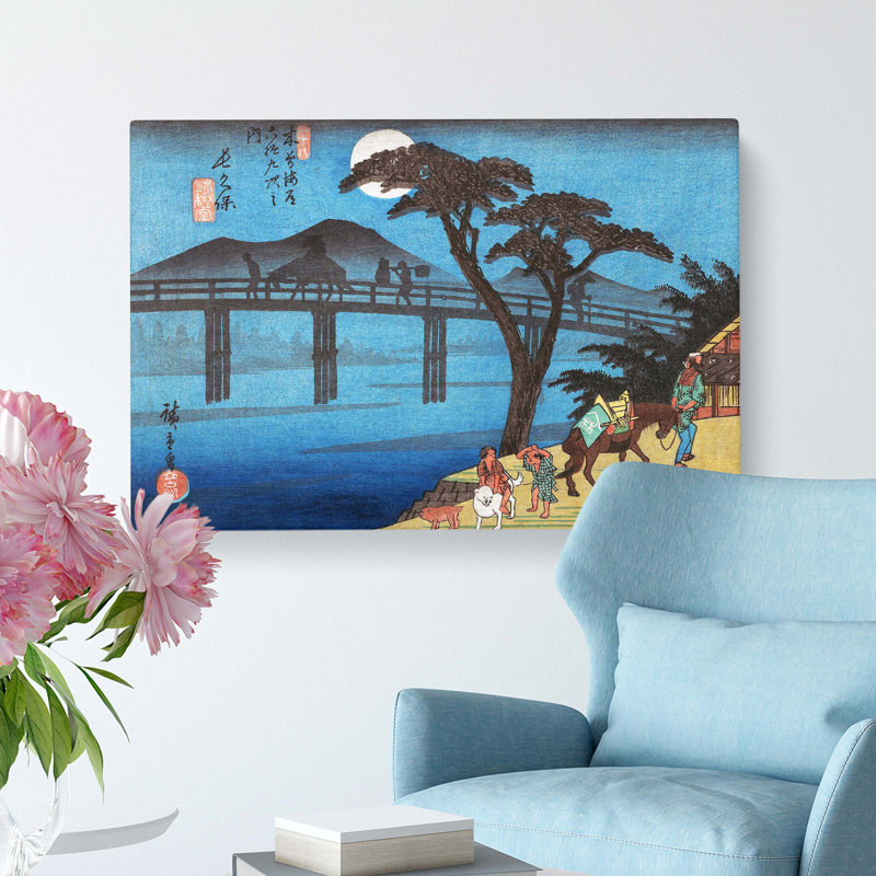 Nagakubo Station by Utagawa Hiroshige - Wrapped Canvas Painting, 50.8 cm H x 76.2 cm W