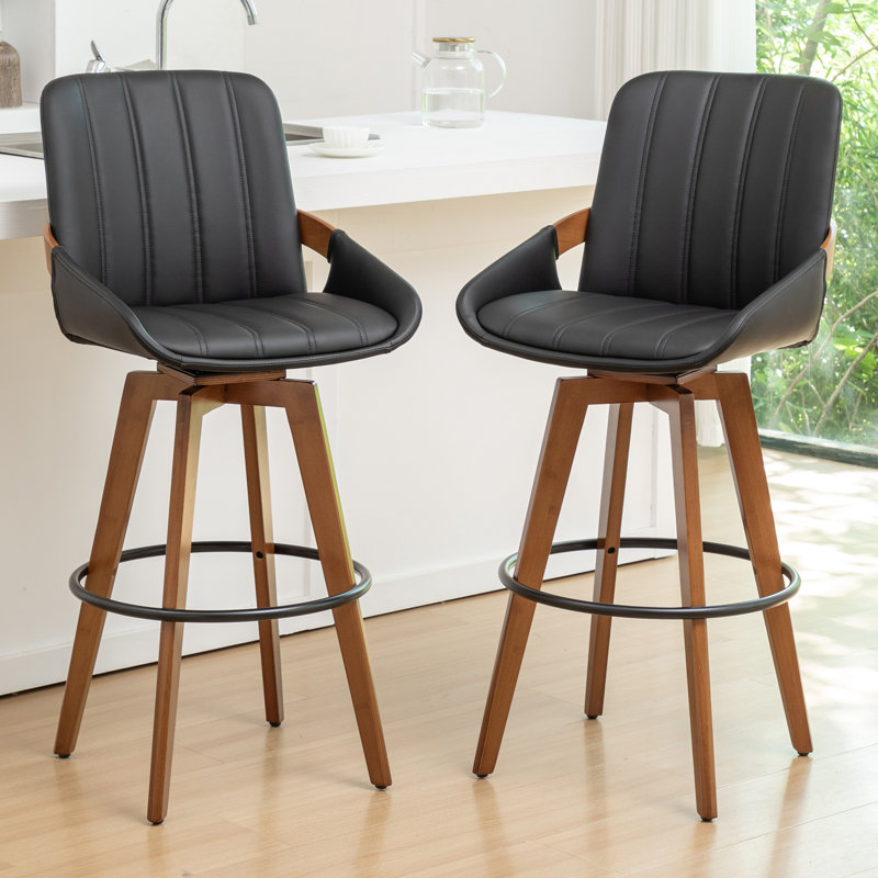 Tabourets de bar et de comptoir pivotants rembourrés Modern, Noir, Tabouret de comptoir (siège d'une hauteur de 26,3
