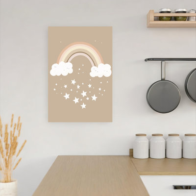 Sleeping Clouds Rainbow Dreamy Minimalist Abstract Landscape Nature Wall Art Print 1 Piece Wrapped Canvas Wall Art