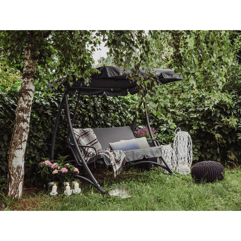 3 Person Porch Swing with Canopy, Dark Grey