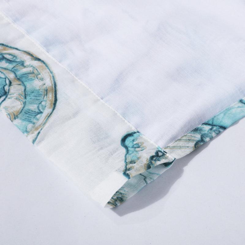 Cruz Coastal Teal and White Polyester Window Valance