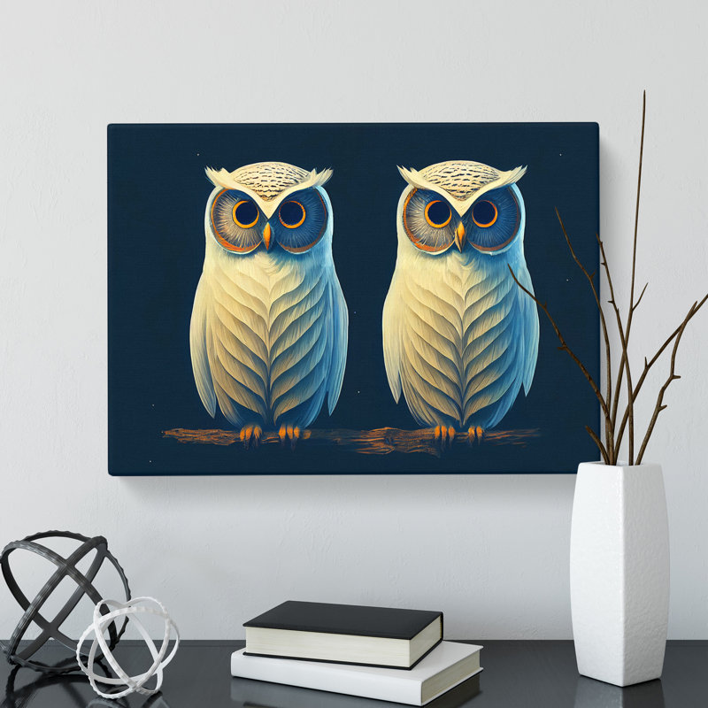 Symmetrical Owls - Wrapped Canvas, 35cm H x 50cm W x 3cm D