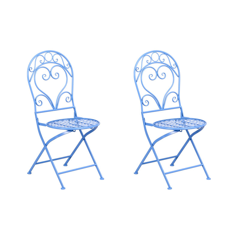 Folding Patio Dining Side Chair, Blue