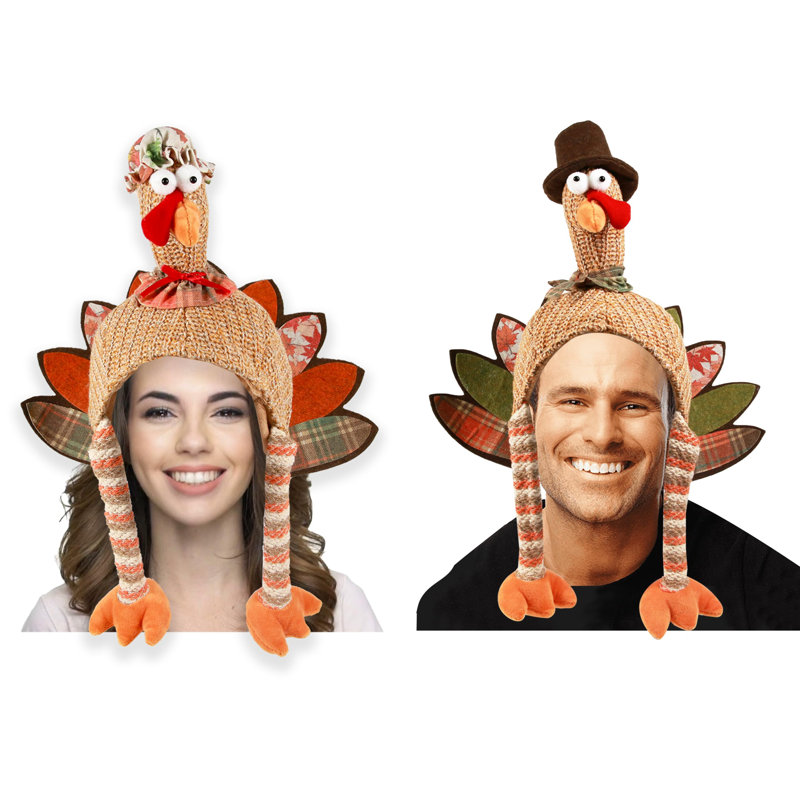 2 Pcs Plush Turkey Hat