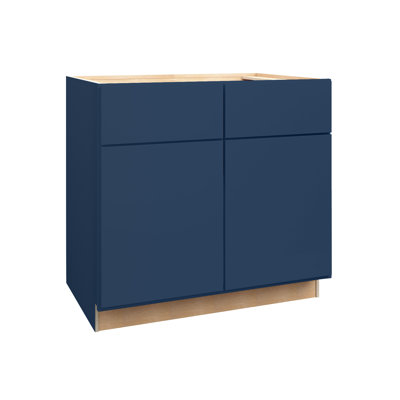 Gallery Express Rowan Plywood Assembled 33 in W x 24 in D x 34.5 in H Base Kitchen Cabinet with Drawers in Navy