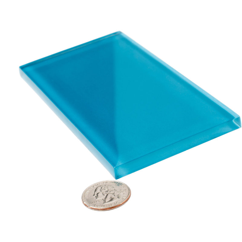 3"X 6" Polished Glass Subway Tile, Ocean Blue