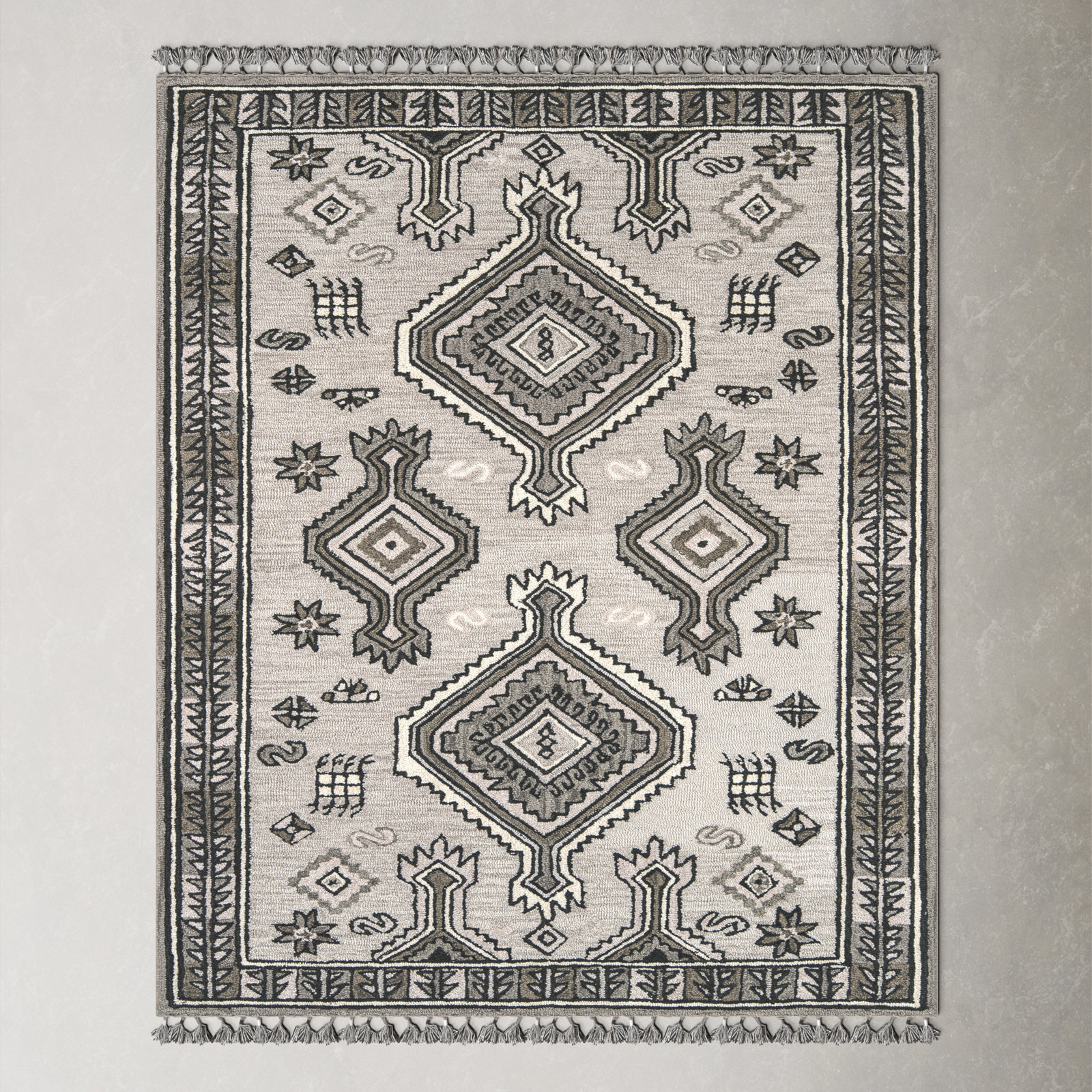 Bronte Gray Hand-Tufted Wool Rug, Rectangle 5' x 8'