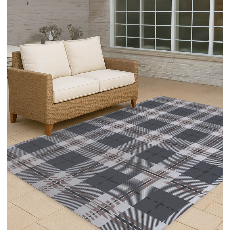 Tartan Block Non-Slip Outdoor Rug, Rectangle 5' x 7'