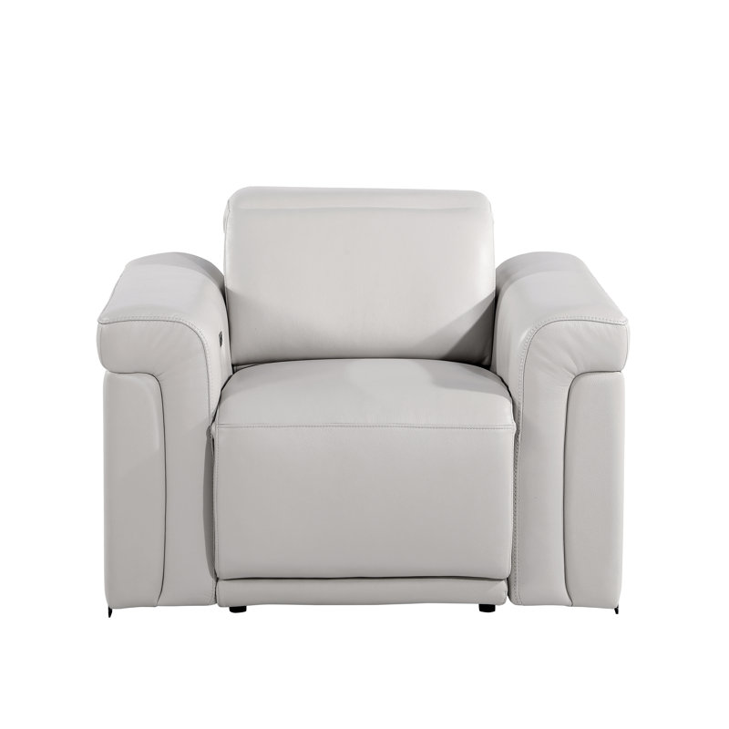 Fauteuil inclinable électrique Don cuir, Gris clair