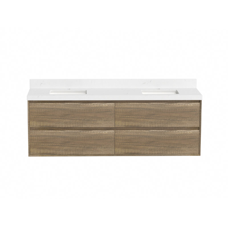 Meuble-lavabo double 72 po avec lavabo mural, 72"
