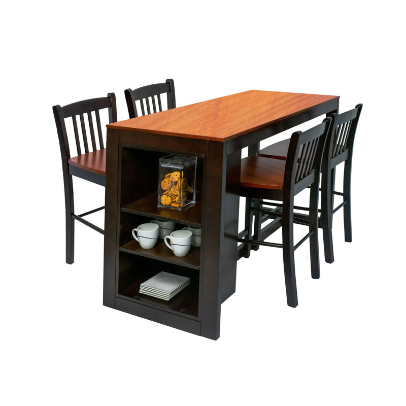 Table de salle à manger à hauteur de comptoir en bois massif cerise de 48 po