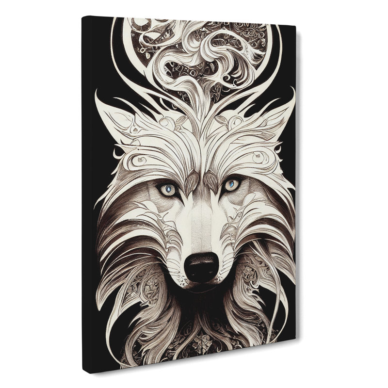 Wolf Art Deco No.1 - Print, Wrapped Canvas, 50cm H x 35cm W, No Matte