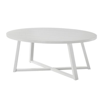 Modern Harmony Wood Oval Coffee Table, White