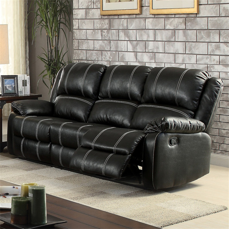 Canapé inclinable manuel 3 places Zuru Motion, Noir, noir, noir, noir, H 40 po x l 81 po x P 37 po