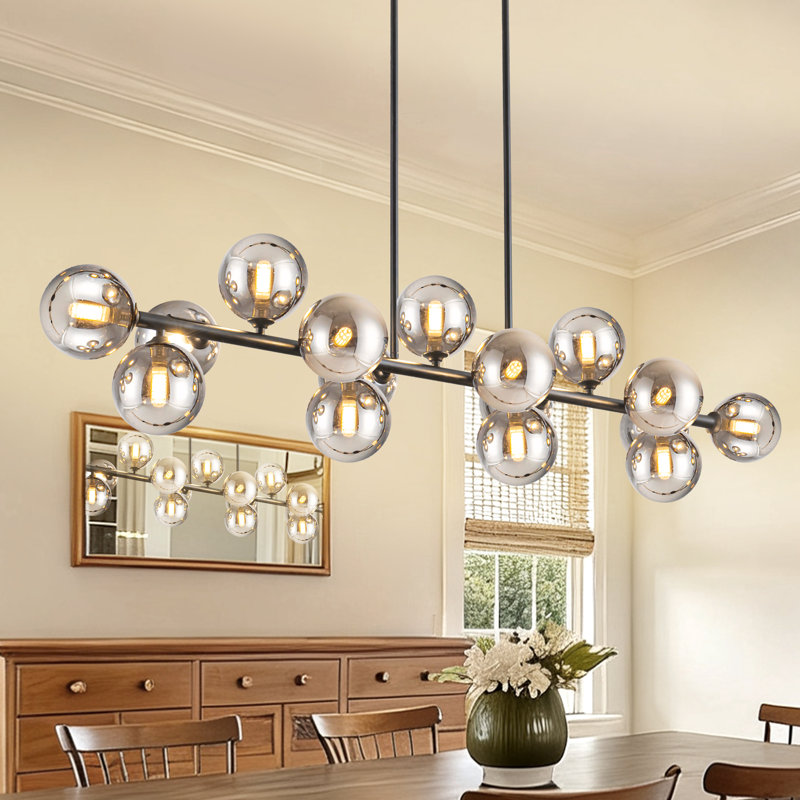 16 - Light Black Sputnik Linear Chandelier For Dining Room