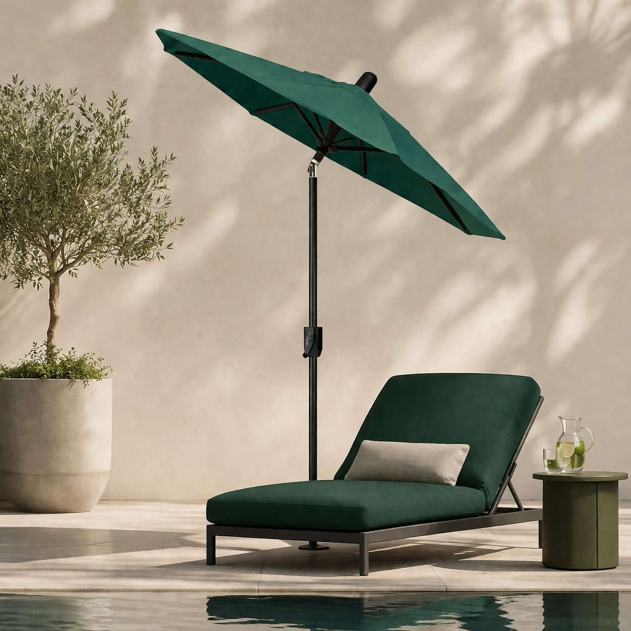 Natalie 74.5'' Outdoor Umbrella, Antique Bronze, Canvas Forest Green