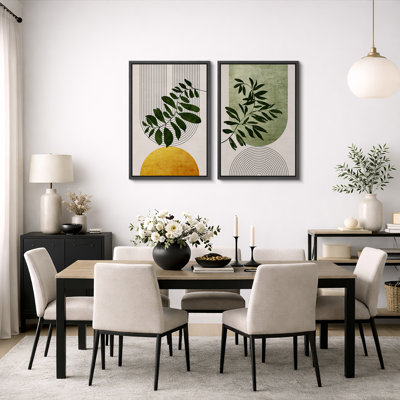 Boho de style Mid-Century moderne, "Bold Bright Yellow & Green Leaves