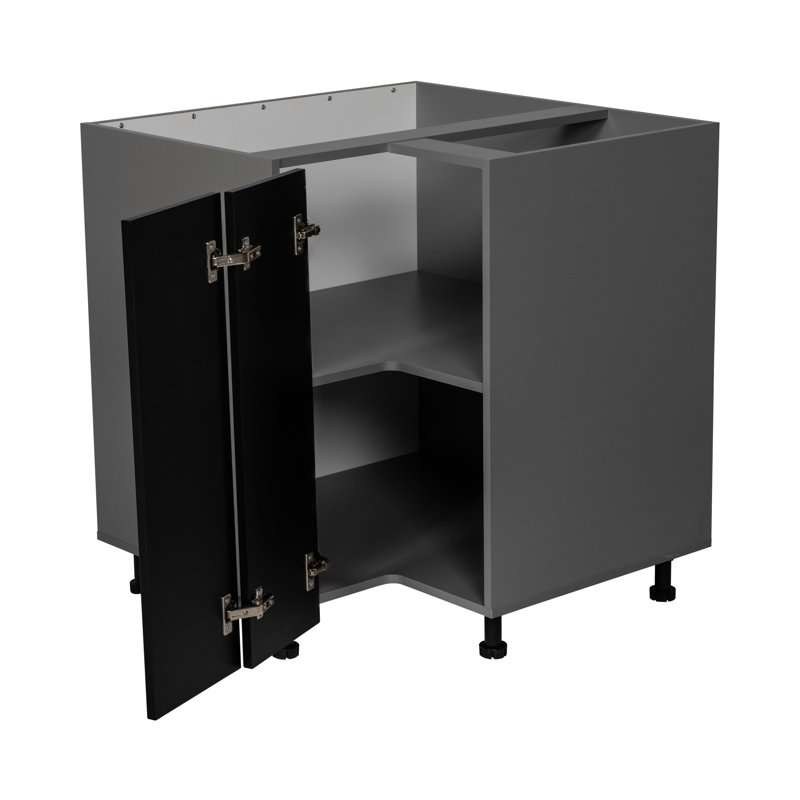 34.5'' H Particleboard Corner Base Cabinet Ready-to-Assemble, 34.5" H x 33" W, Black Matte