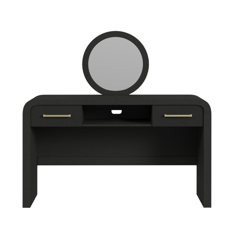 Dressing Table with Mirror, Black