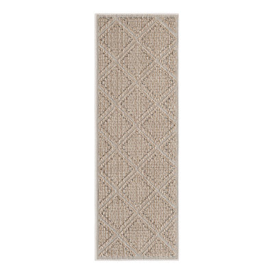 Geometric Machine Made Power Loom Polypropylene Plastic Indoor/Outdoor Area Rug in Khaki