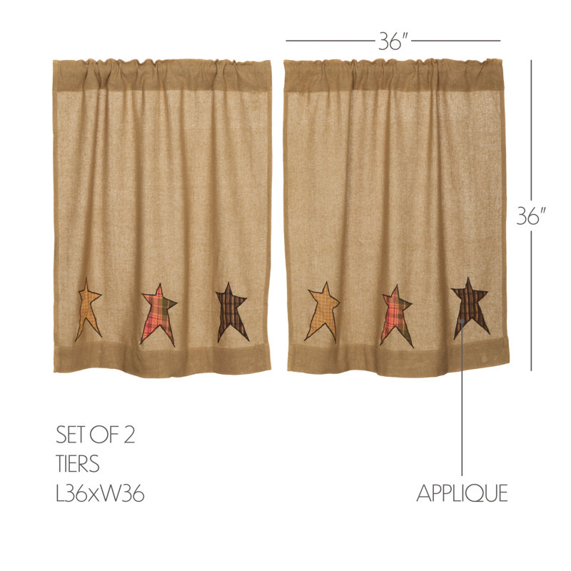 Rideau de café sur mesure en coton 36 po Lilian, H 36 po x l 36 po