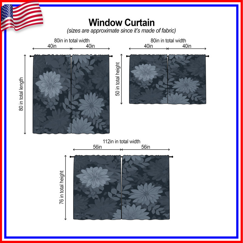 Motif de rideaux de fenêtre à motif floral transparent et obscurcissant - 2 panneaux, 40in x 50in - 2 panels, Transparent