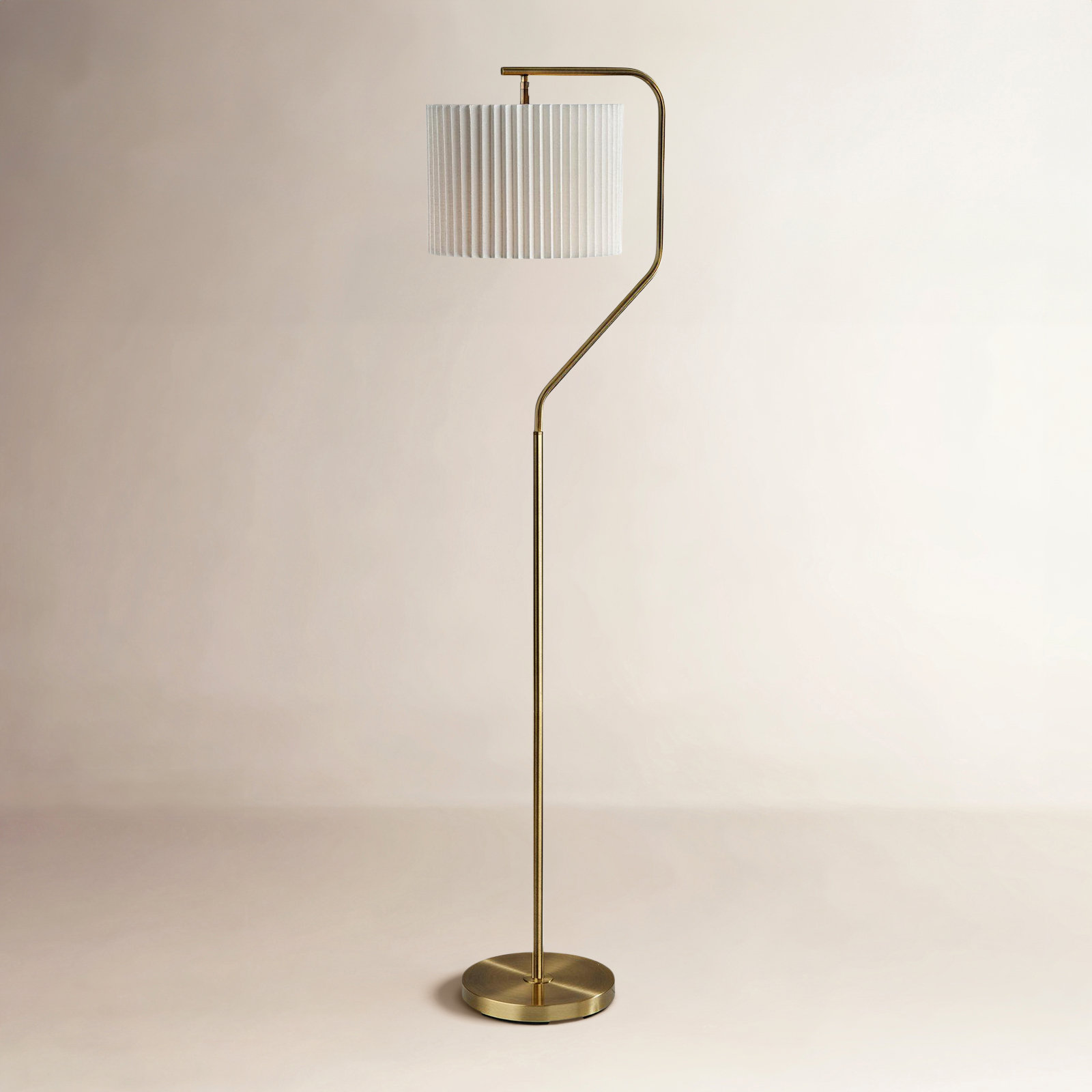 Bedivere 60'' Steel Floor Lamp, Antique Brass