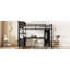 Lit mezzanine double en métal noir avec rangement et garde-robe, bureau pour adolescents en forme de L en noir, garde-robe pour adultes,-1355671589