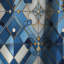 Mosaïque rétro bleue et blanche géométrique - rideau occultant géométrique abstrait - 1 panneaux-107536599