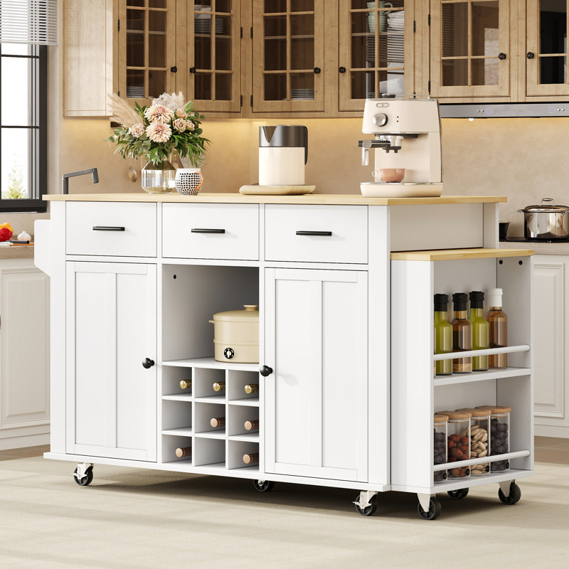 136 cm W Kitchen Island with Top, White