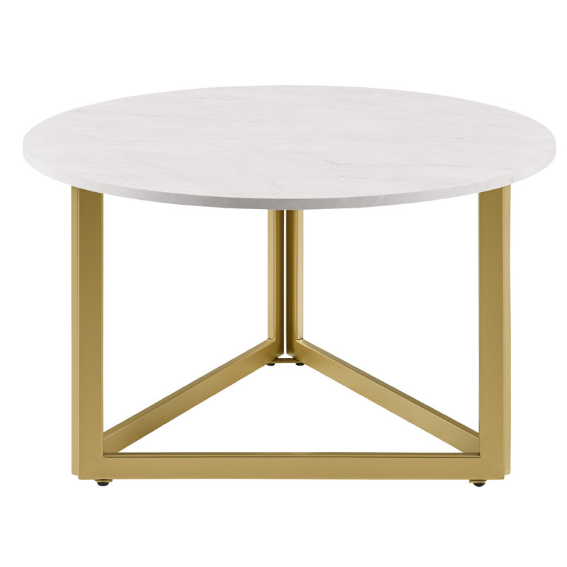 Table basse à cadre Claudia, Marbre blanc, Or