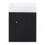 Meuble-lavabo de 20 po avec lavabo en céramique, porte à motif de losanges, poignées dorées et tablettes de rangement latérales - petit cabinet moderne avec barre à serviettes, fabrication en panneau de fibres à densité moyenne, assemblage requis-1906229476