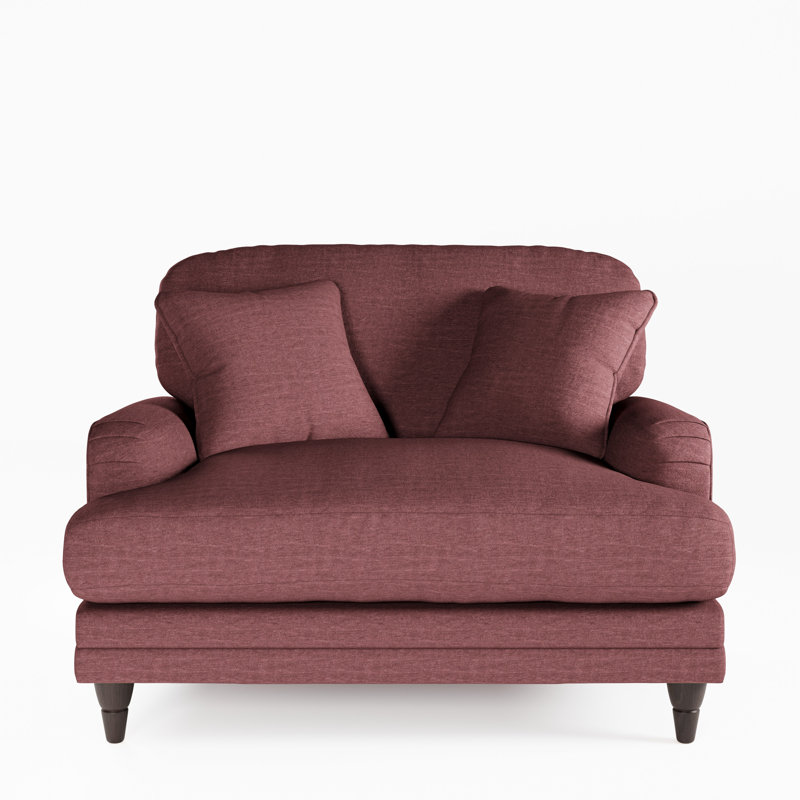 Elfur Upholstered Chair And A Half, Plum, Bunished Beech