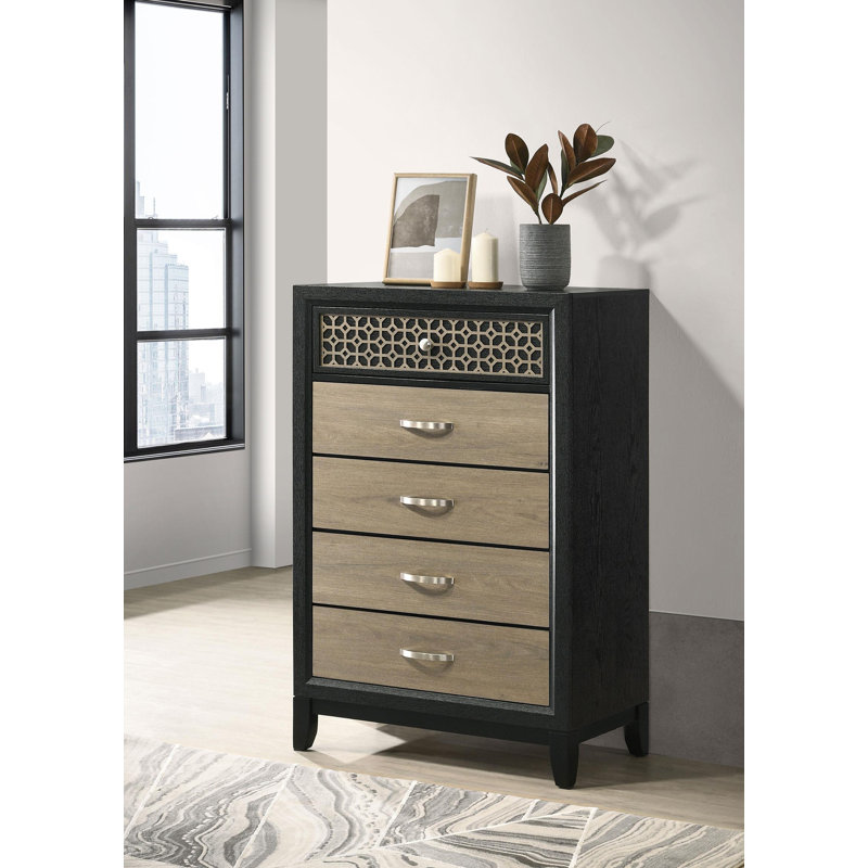 Commode de chambre à 5 tiroirs noire