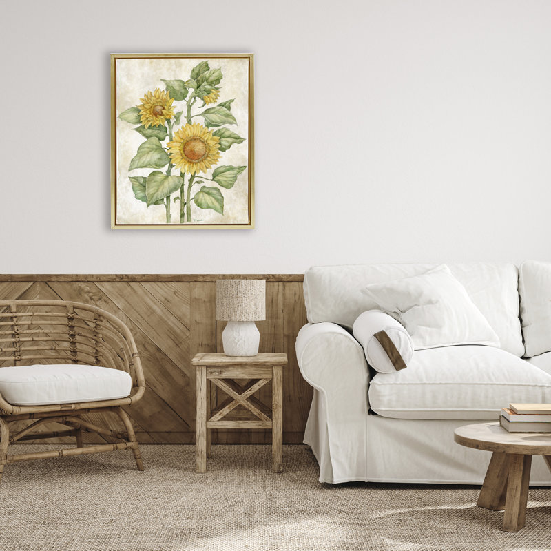 Cadre flottant à motif floral tournesol, design par Paul Brent, 21 x 17, Metallic Gold Floater Framed