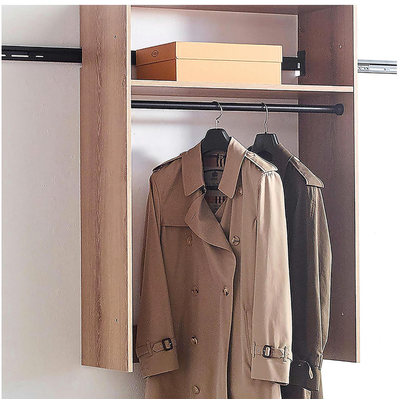 Devi Oak Wall Mounted Wood Closet System, Oak