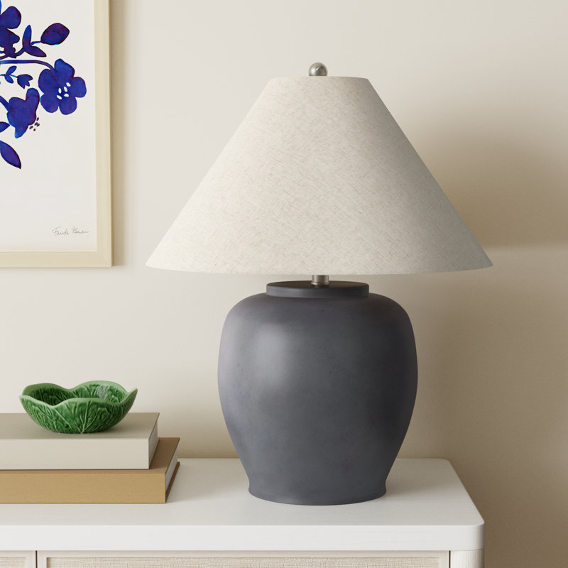 Concrete Table Lamp, White, Black