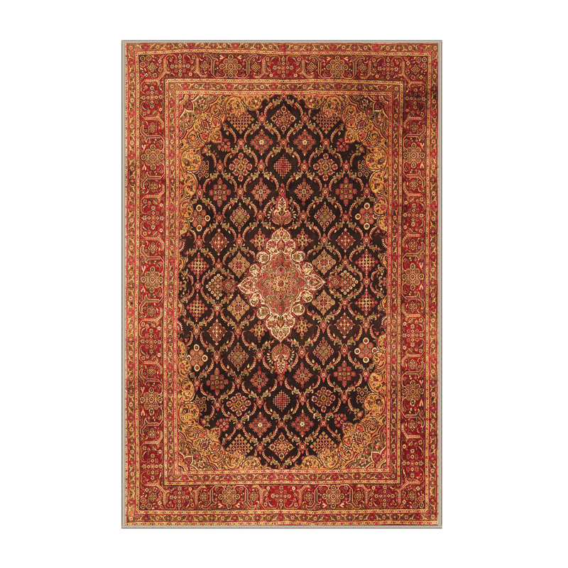 Tapis oriental rouille / brun / beige tissé à la machine 7 pi x 10 pi Bernathe