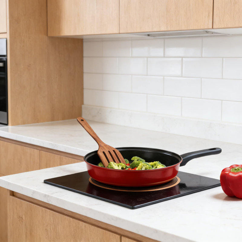 Ensemble d'ustensiles de cuisine en bois 6 pièces pour la cuisson - cuillères, spatules et fourchette à salade en bois naturel - Outils résistants à la chaleur pour batterie de cuisine antiadhésive à finition lisse