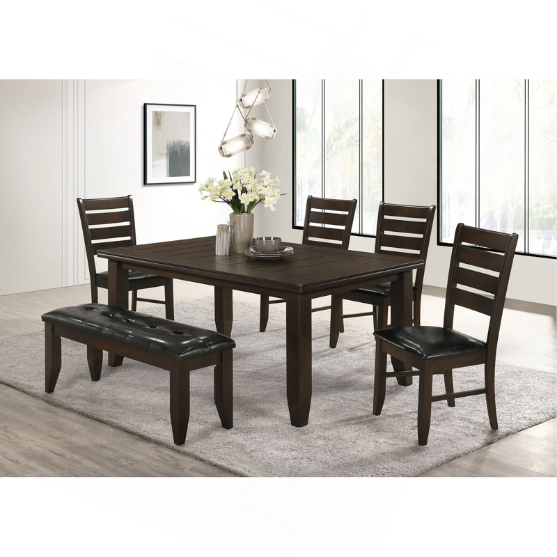 Ensemble de salle à manger Cappuccino, 6 pièces: table, banc, 4 chaises