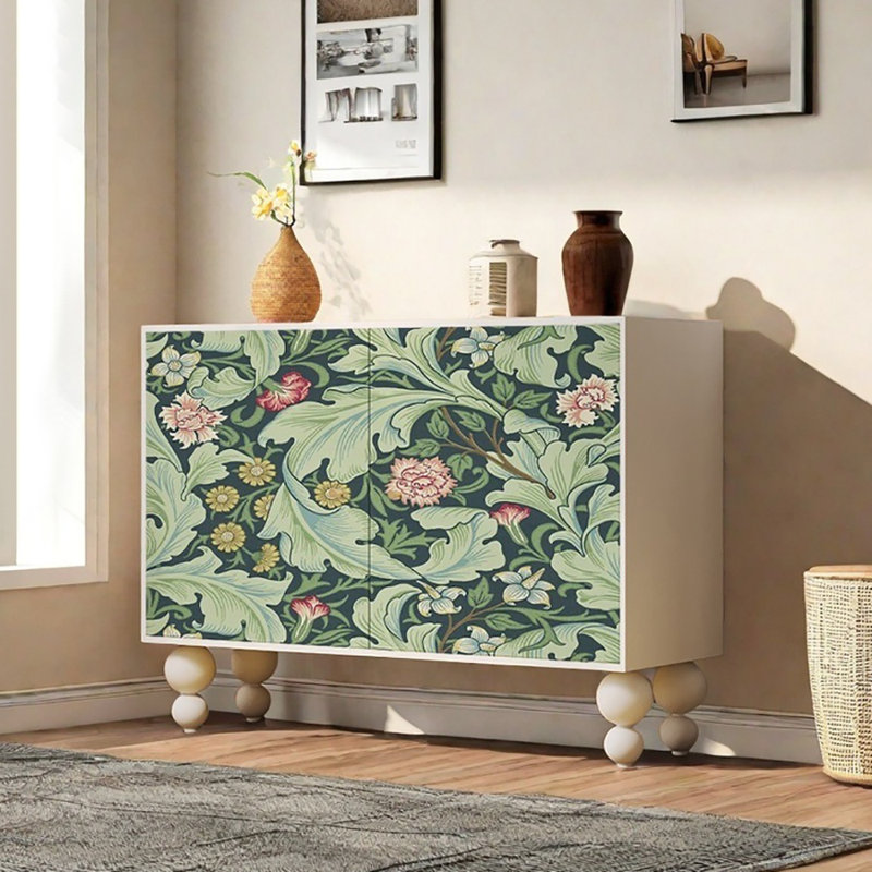 Buffet de rangement multifonctionnel, Blanc/vert