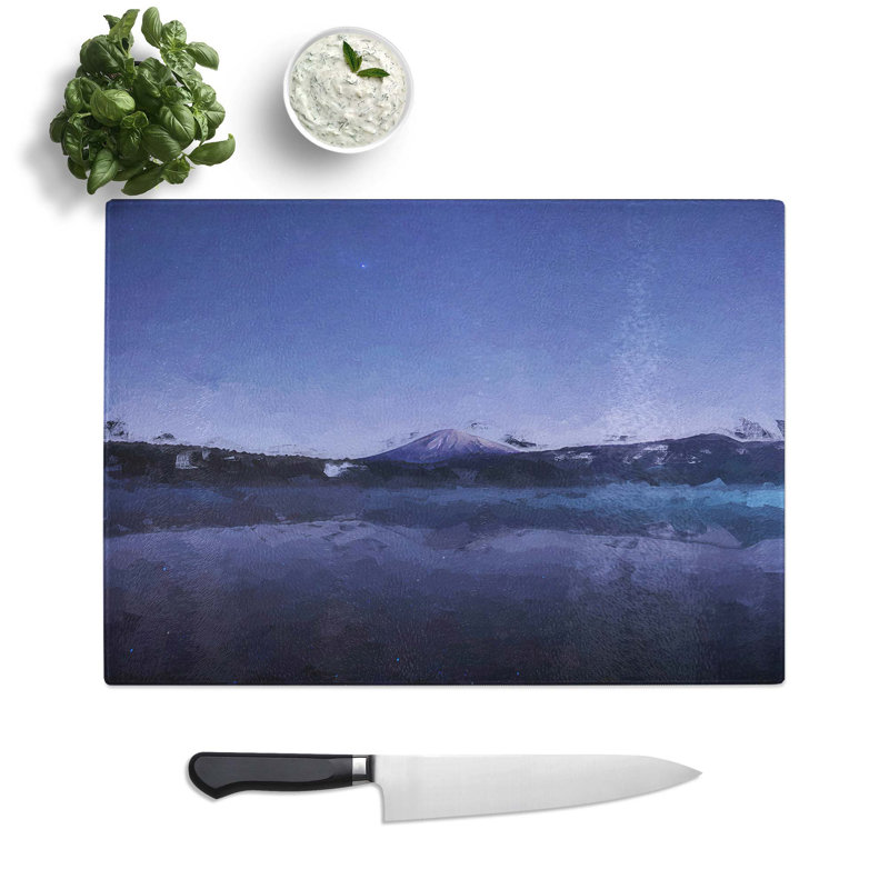 Tempered Glass Stars over the Mountain Chopping Board, 28.5 cm W x 20 cm L