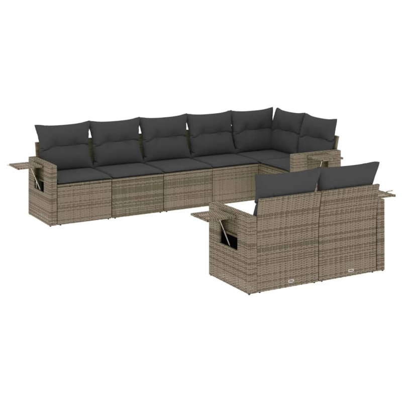 Ensemble de canapé de jardin en rotin PE gris, acier thermolaqué Vidaxl, 100% polyester