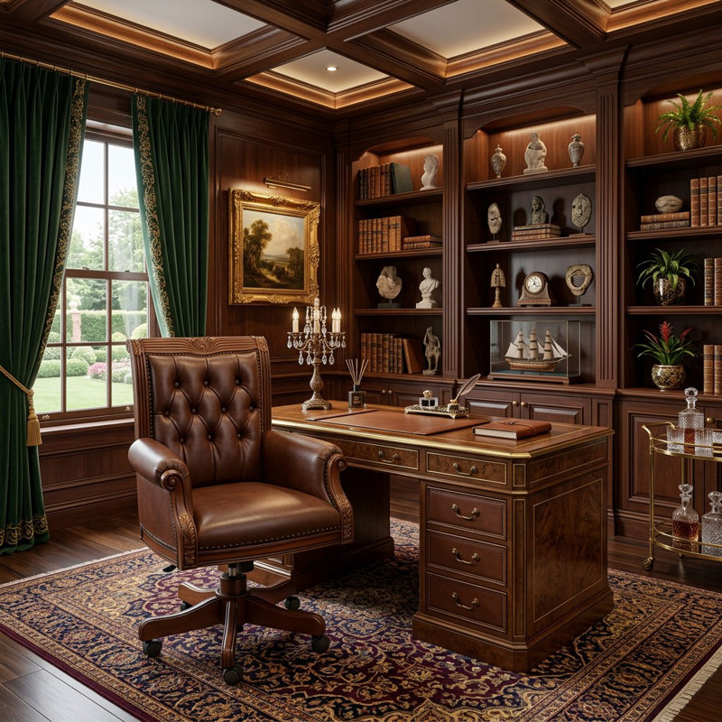Chaise de bureau en cuir naturel