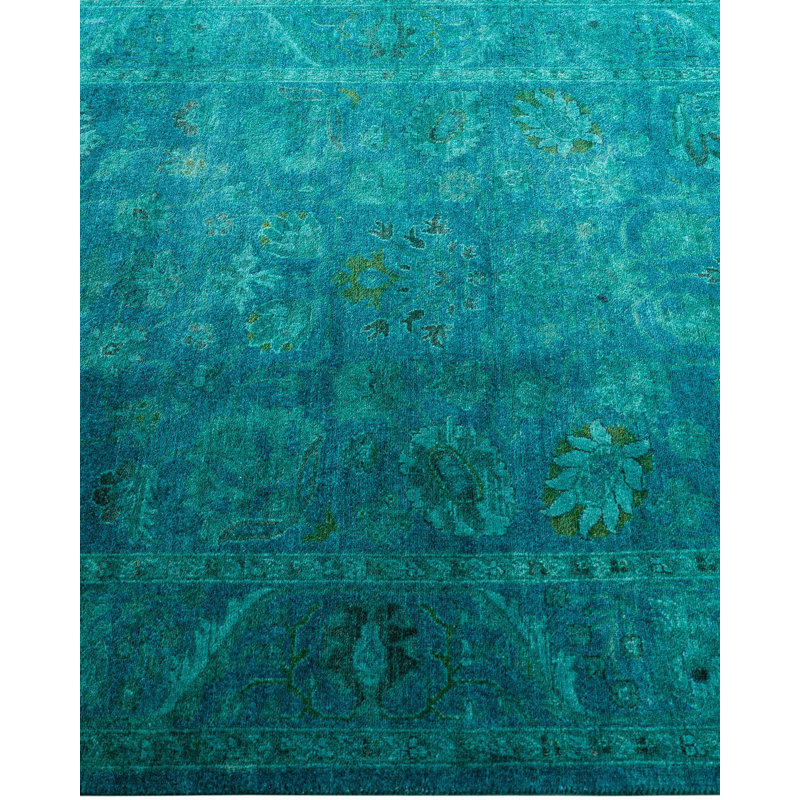 Hand-Knotted Blue Wool Rectangular Area Rug 3'3" x 5'2"