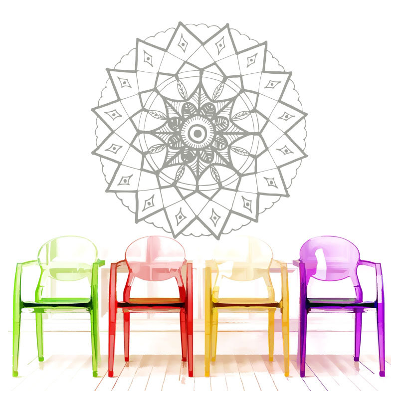 Adhésif décoratif mandala yoga, Argent, H 20 po x l 22 po